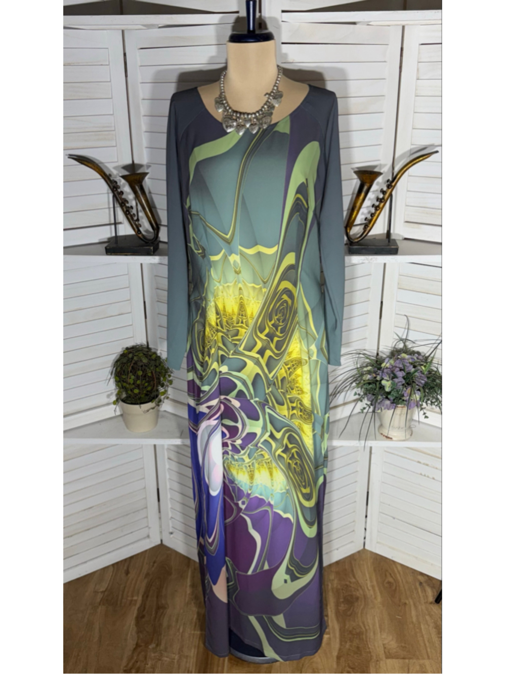 Vintage Y2K Kaftan boho maxi dress layer duster cover up Avant Garde futuristic